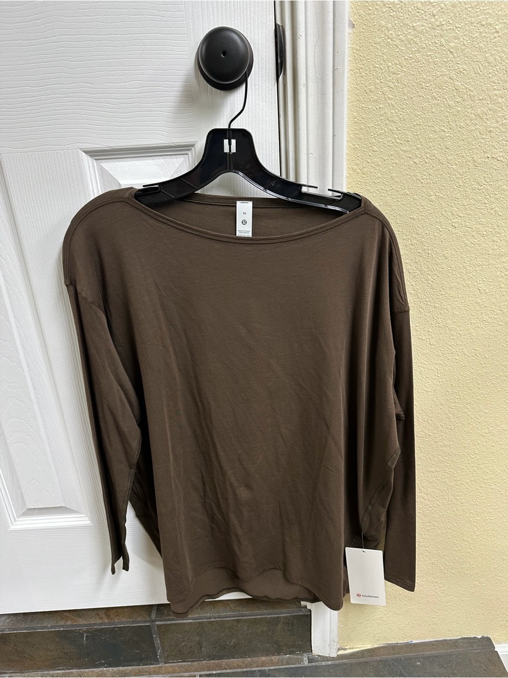 lululemon athletica Relaxed Back in Action Boatneck Long-Sleeve Top in Brown